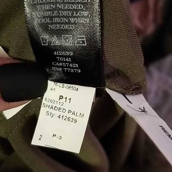 Ann Taylor Olive Green Shaded Palm Midi Dress - Picture 6 of 11